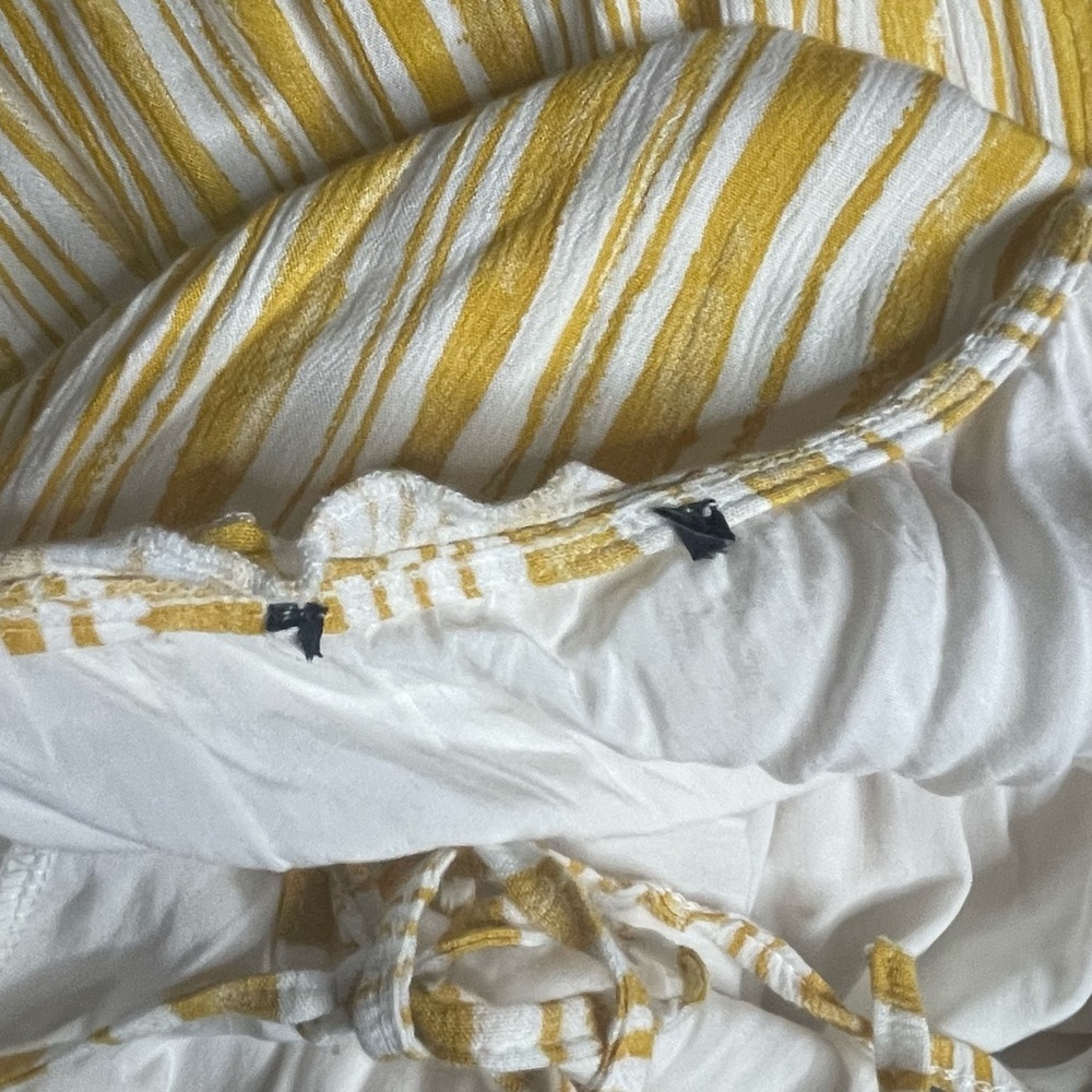 Unbranded Maxi Yellow Mustard Stripped Strappy Shark Tooth Dress - Picture 9 of 10